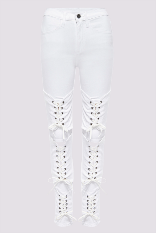 Bianca Lace Front Jean - White