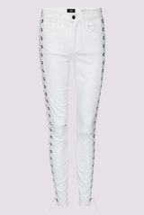 Betty Lace Up Jeans - White